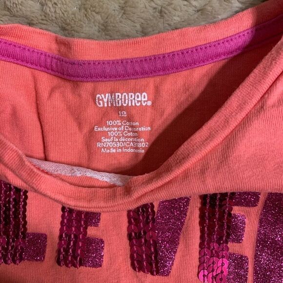 Gymboree Peach Sequin “Clever as a Fox” long sleeve T-shirt Top Size 12. - Picture 4 of 4